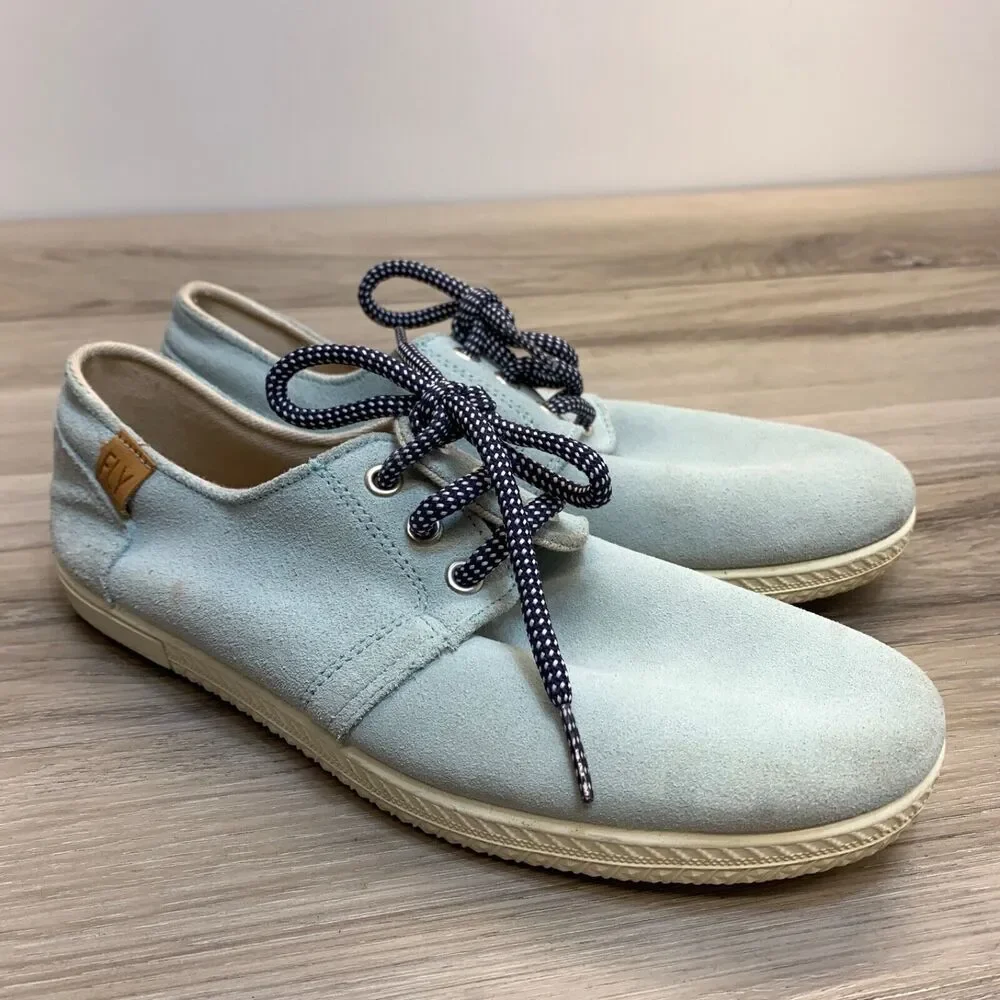FLY London Suede Lace Up Shoes Stot Light Blue Size 38 US 7.5-8